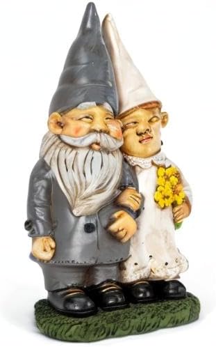 NAT & JULES Married Gnome Couple Colorful Finish 12 inch Resin Garden Statue - Image 7
