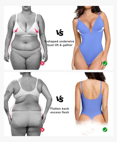 Image of Popilush Shapewear Bodysuits for Women Tummy Control Body Suits Corset Tops