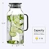 2 Pack 2 Liters/68 oz Square Glass Pitcher with Lid and Handle for Fridge, Iced Tea and Coffee Carafe Beverage Serveware, Heat Resistant Borosilicate Water Black Jug for Hot/Cold Drinks and Milk #1