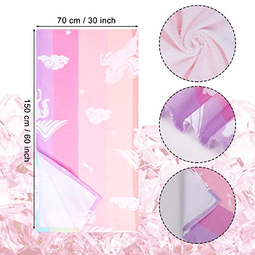 Unicorn Beach Towel For Kids Girls, Pink Cute Rainbow Beach Towel For Women Teens 30” X 60”, Oversized Soft Microfiber Blanket, Quick Dry Sand Proof Thin Bath Towel Gifts For Travel Pool Picnic #TOP5
