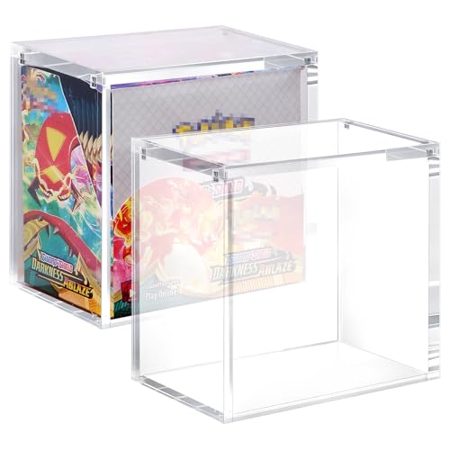 HgiVroskelia Booster Box Acrylic Case Protector 8mm + 4mm Thick Clear Acrylic 5mm Magnetic Closure Easy Top Loading Compatible with PKMN Booster Boxes