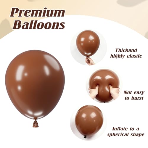 Image of Brown Western Balloons - 52pcs 12 Inch Coffee Light Brown Tan Nude Gold Confetti Cow Print Latex Balloons for Boy Cowboy Western Decor Birthday Farm Country Baby Shower Party Decorations