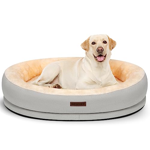 NEWHEY Extra Large Dog Bed Washable Orthopedic Dog Beds Soft Plush Memory Foam Dog Sofa Mattress Crate Puppy Bed Suitable for Medium Dogs Cats Grey