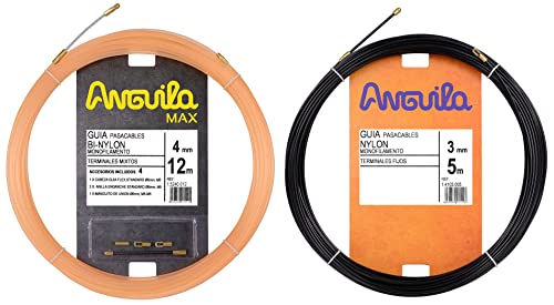 Anguila 15240012 Guía pasacables BI-Nylon Monofilamento, Salmón, 12 Metros + 14103005 Guía pasacables Nylon Monofilamento, Negro, 5 Metros Cover