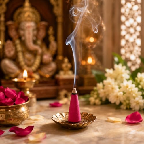 Image of Aromatherapy 4 Centimeters (120 Cones) Big Size Incense Dhoop Cone with Fragrances (Rose, Jasmine, Chandan, Lavender) (120 Cones (240 Grams))