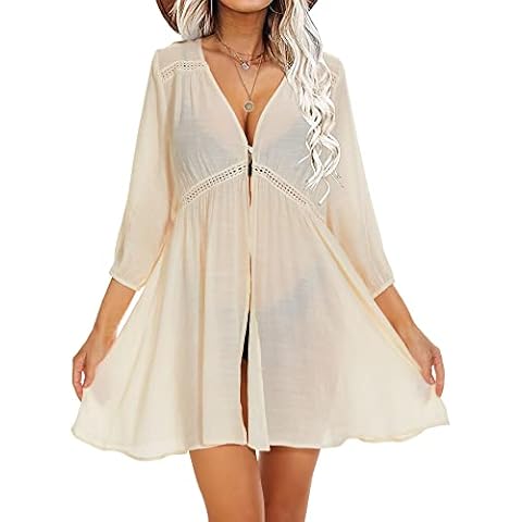 Breezy Lane Boho Swimsuit Coverup for Women Bathing Suit Cover Ups Beach Coverup for Swim Beach Dresses Beige Cover