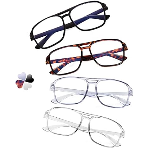 TERAISE Reading Glasses for Women Blue Light Blocking 4-Pair 4 Colors Fashion Gaming Glasses Ultralight Large Frame Readers for Men Anti Glare/Eye Strain /UV400 Included Eyeglasses Retainers(+200) Cover