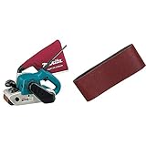Makita 9403 Bandschleifer 100 x 610 mm + P-36924 Schleifband 100 x 610 MM Körnung K120 (5 Riemen) Rot