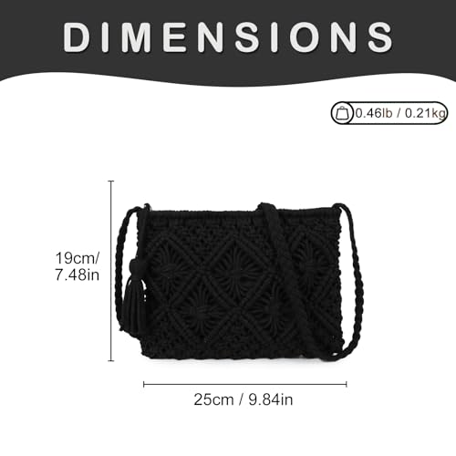 Image of Gladdon Bohemian Small Crossbody Bag for Women Stylish Woven Shoulder Purse | Hand Weaving,Small Boho Crossbody,Lightweight,with Tassel,Travel Vacation,Daily Use,Sturdy Straps,Showcasing Individuality