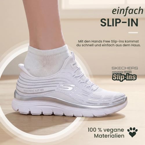 Skechers Damen Summits Plus Soft Luster Slip-InTurnschuhe, White Mesh/Silver Trim, 42 EU – Ansicht 5