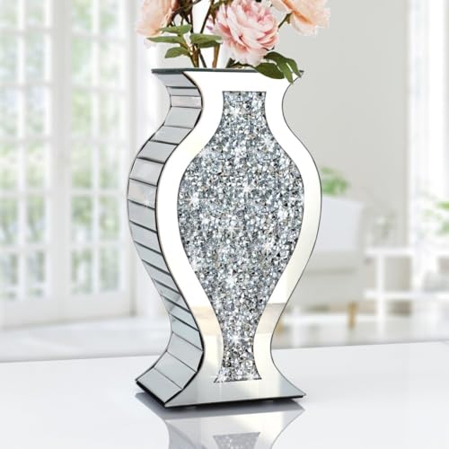 Crushed Diamond Mirror Vase Crystal Silver Glass Stunning Decorative Vase Flower Luxury for Home Décor. Can’t Hold Water. - Image 7