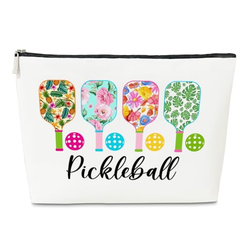 JioJio Chan Pickleball Lover Gift Makeup Bag, Pickleball Player Stuff, Thank You, Birthday Gifts for Women, Coach, Sister, Teen, Daughter, Bff, PU Leather Makeup Cosmetic Bag