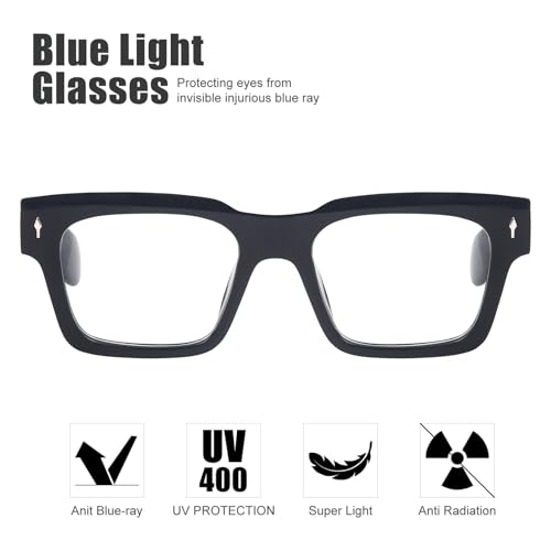 Image of Peter Jones I Zero Power Blue Cut Computer Glasses I Retro Square Shape I Gaming Glasses I UV Protected & Blocks Harmful Rays I Men & Women I Large Square 3804