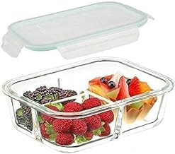 Microwave Safe Selected Compartment Lunch Box Set for Office | Borosilicate Glass | Safety Lock Airtight Tiffin Containers (1000ml) | Transparent | Slim Design (3 Compartment)