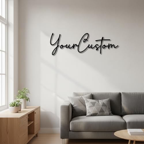 Custom Metal Words - Simple Handwritten Name Sign - Custom Name Sign Baby - Clean Laser Cut Script Wall Art for Baby Name, Wedding & Modern Home Decoration Gift