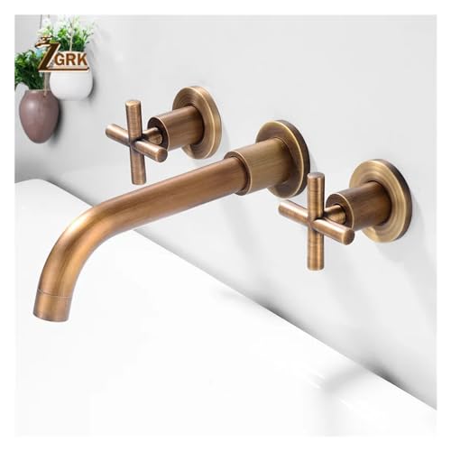 Robinet de baignoire mural double commande set de 3 pièces en laiton noir et or LWX