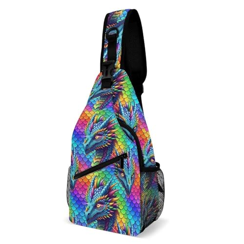 Sac de poitrine dragon coloré pour randonnée et cyclisme urbain