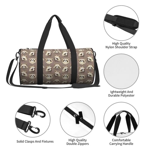 Travel Duffle Bag, Raccoon Sports Gym Bag for Women Men, Carry On Bag Weekender Overnight Duffel Bag, Personal Item Travel Bag4