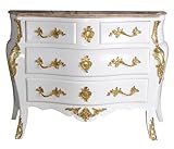 Material: Massivholz, Weiss bemalt & aufwendige Metallbeschläge in Gold