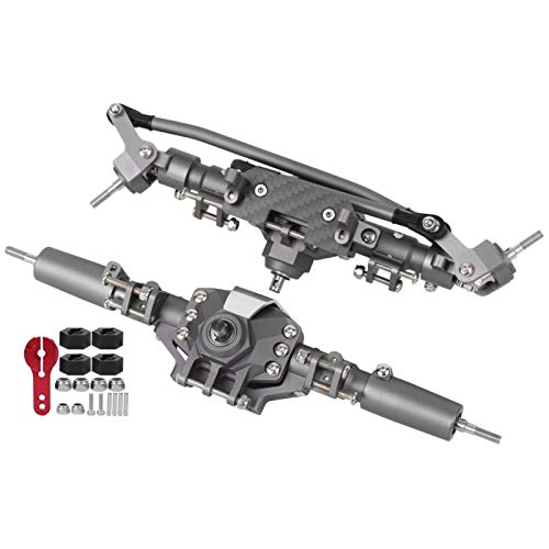Demeras Rc Front Rear Axle Aluminum Alloy Shell Titanium Color Straight Complete Axle Upgrade Parts For Axial Scx10 Ii 90047 90046(Front Rear Axle) #TOP2