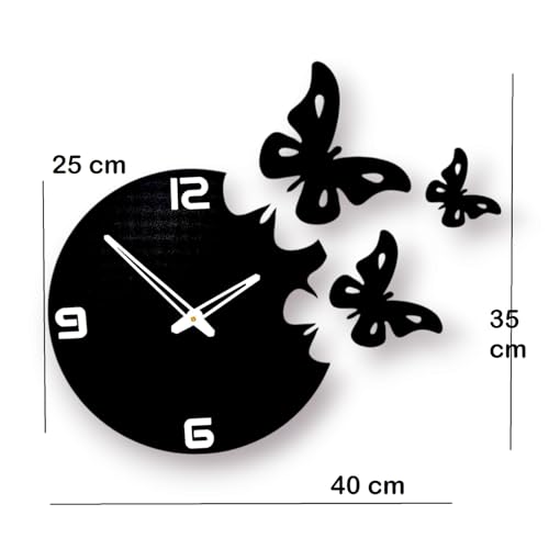 Image of cozyloom Butterfly Design Analog Wall Clock for Living Room Bedroom Hallway Home Wall Decor Modern Decorative Wall Mounted Clock for Home Office Interior Decoration