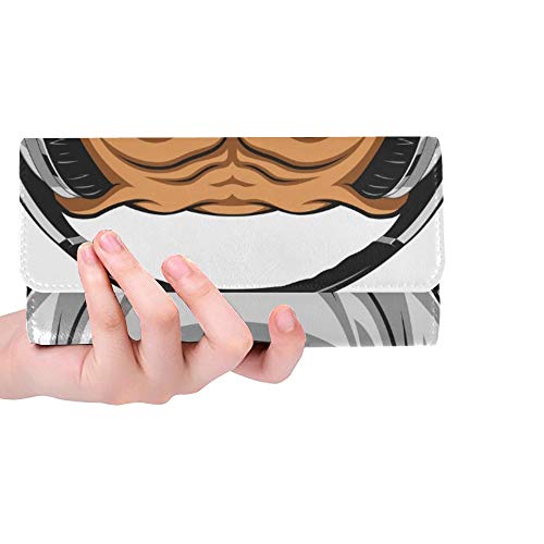 Preisvergleich Produktbild Einzigartige benutzerdefinierte lustige Bulldogge tragen Kopfhörer Frauen Trifold Wallet Lange Geldbörse Kreditkarteninhaber Fall Handtasche