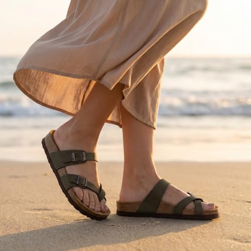 Image of CUSHIONAIRE Women's Luna Cork Footbed Sandal With +Comfort