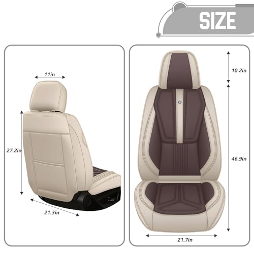Image of Custom Car Seat Covers for Chevy Blazer 2019-2026,Easy install,Beige Brown | nappa leather seat protector,full coverage seat covers,all weather seat cover,waterproof,anti-slip,easy clean,2 seat Standard