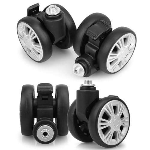 Ech.Apr スーツケース キャスター 1ペア 交換用 360度回転 スーツケース ホイール 静音 ダブルホイール キャリーケース 通用 スイベルホイール (ブレーキ付き, 4)