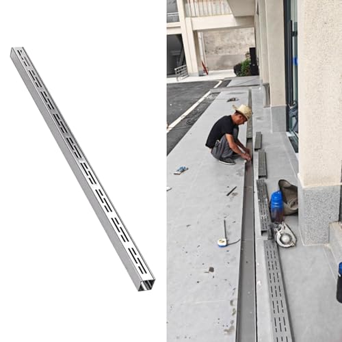 Canaleta Desague con Rejilla Canalón de Drenaje Francés de 3,5 X 3, 4 X 4, 5 X 3, 5 X 5, 6 X 4, 7 X 5, 8 X 4, 10 X 5, 15 X 5 Cm, Sistema de Drenaje de Zanja de Acero Inoxidable 304 para Patio, Canalón