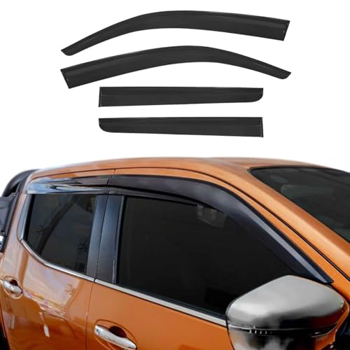 OMAC 4X Windabweiser Regenabweiser kompatibel mit Nissan Navara 2005-2020 Acryl Dunkel