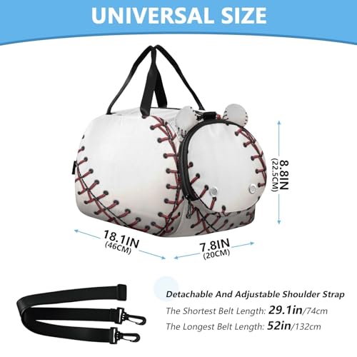 YETTASBIN Sport Travel Duffel Bag for Girls Boys, Baseball Large Waterproof Weekender Overnight Bag, Detachable Shoulder Strap Gym Bag with Shoe Compartment & Wet Pocket3