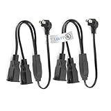 Yeatel 2 Prong Extension Cord Splitter, 2-Pack 90°Right Angle Flat Plug, Slim & Flexible Indoor Short Power Splitter (1.64ft, UL Certified, Black)