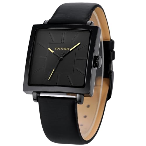 Fogitbok Minimalist Square Watches for Women, Waterproof Womens Leather Watch, Analog Women's Wrist Watches Quartz Ladies Watches for Small Wrists Thin Watch