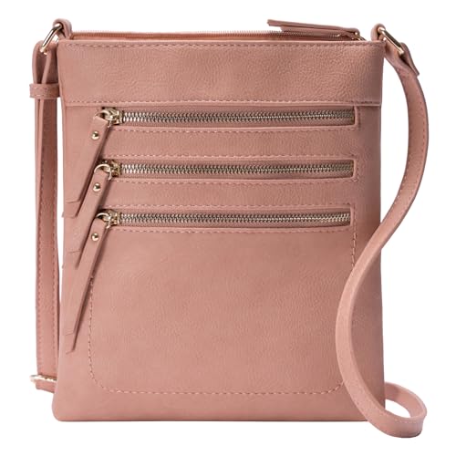 Image of Solene Crossbody Bag Functional Multi Pocket Messenger Purse Top Zip Closure Shoulder Handbag With Adjustable Strap