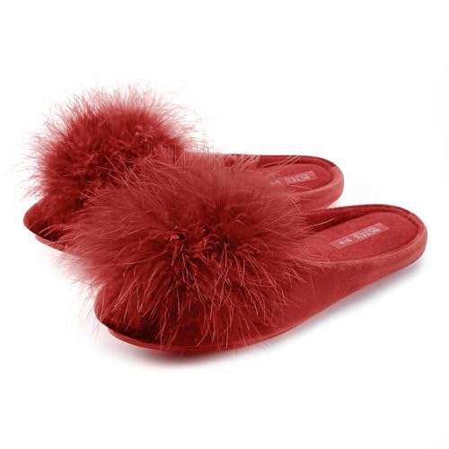 Image of BCTEX COLL Women's Cozy Velvet Memory Foam House Slipper, Ladies Fuzzy Bedroom Slipper Non-slip Sole