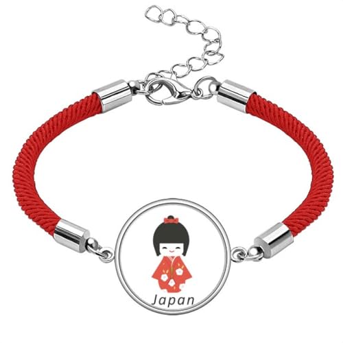 Pulsera de cuerda roja japonesa tradicional hecha a mano para niñas pequeñas