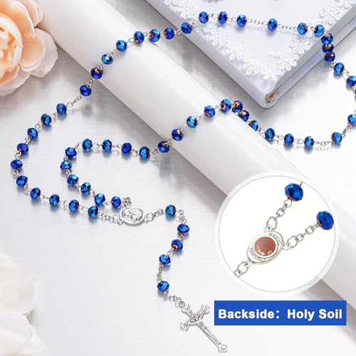 ROCEEI 12 Pcs Catholic Rosary Beads Necklace with Jesus Crucifix Catholic Rosary Prayer Gifts with White Organza Bags4