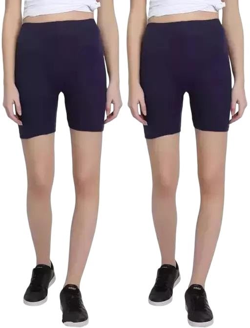 Stylish Cotton Blend Slip Shorts Soft Elastic Waist Stretchable Fabric Under Skirt Shape Comfort Pack of 2-image-25