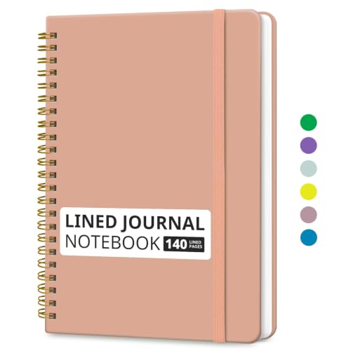 Image of Taja Lined Spiral Notebook for Work, 5.7 inchx7.9 inch Spiral Journal College Ruled