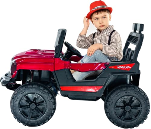Image of Driving EV Cars for 1, 2, 3, 4, 5, 6 Years | Remote + Steering + Mobile App Control | Kids Jeeps (Entery Level Jeeps [2-6 Years]-Branco, Red)
