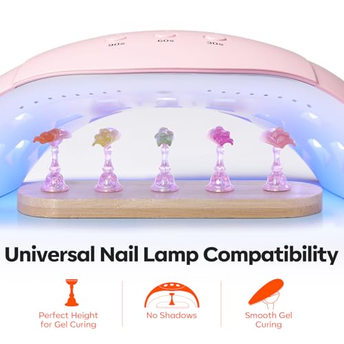 Image of Modelones Nail Stand Set, Magnetic Press On Nails Holders Wider & Heart Display Base Standard Pinky Nail Stands for False Nail Tips Practice Painting 100PCS Adhesive Tabs Double-sided Tape Nail Art