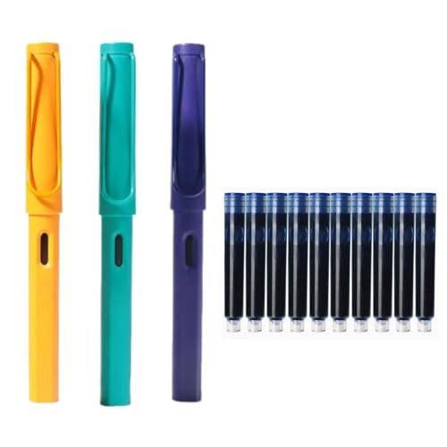 Stylo-plume anti-bavure EF 0,38 mm, lot de 3 stylos rétro pour écrire sans rature au bureau