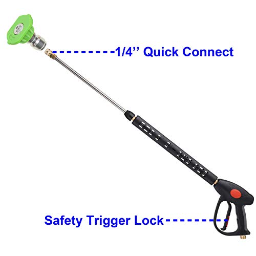 M MINGLE Replacement Pressure Washer Gun with Extension Wand, M22 15mm or M22 14mm Fitting, 5 Nozzle Tips, 40 Inch, 4000 PSI
