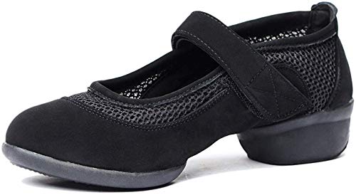 Joocare Women’s Breathable Mesh Jazz Dance Shoes Lady Latin Tango Ballroom Sports Dance Sneakers (7.5, Black)