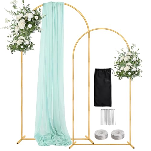 WellSign Wedding Arch Backdrop Stand 7.2FT, 6FT Set of 2,