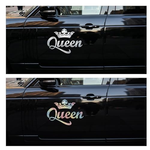 Image of 2Pcs Queen Crown Rhinestone Stickers, Waterproof PVC Sparkly Bling Decals for Car, Laptop, Water Bottle & Window,
