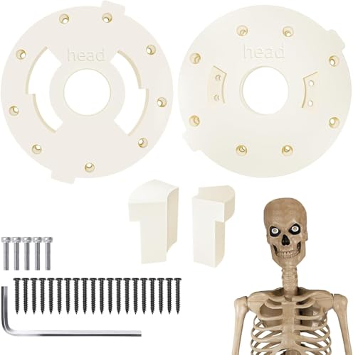 12 Ft White Giant-Sized Skeleton Head Bracket Kit Replacement Part Fit for Home Depot Skeleton/Skelly Include Neck Male & Female Sides W/20 Pcs Black Screws & 5 Pcs White Screws & 1 Pc Hex Wrench