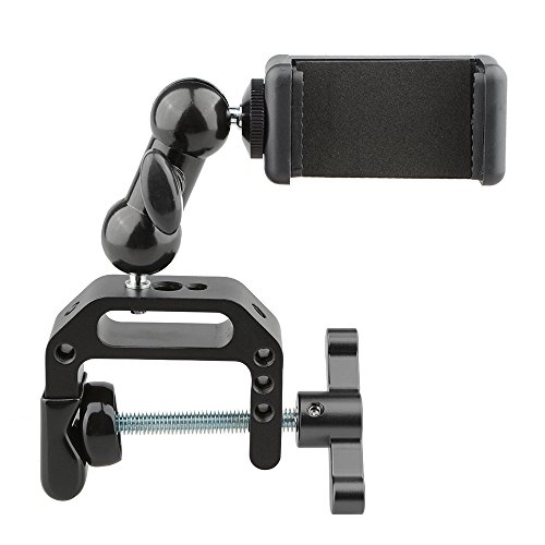 Soporte de teléfono celular con cabeza de bola orientable y mordaza de fijación rápida