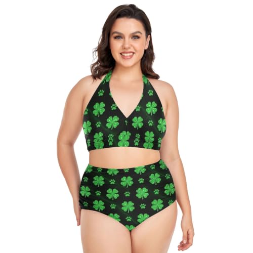 Bikini grande taille contrôle du ventre : maillot de bain vert Saint-Patrick réglable anti-complexes